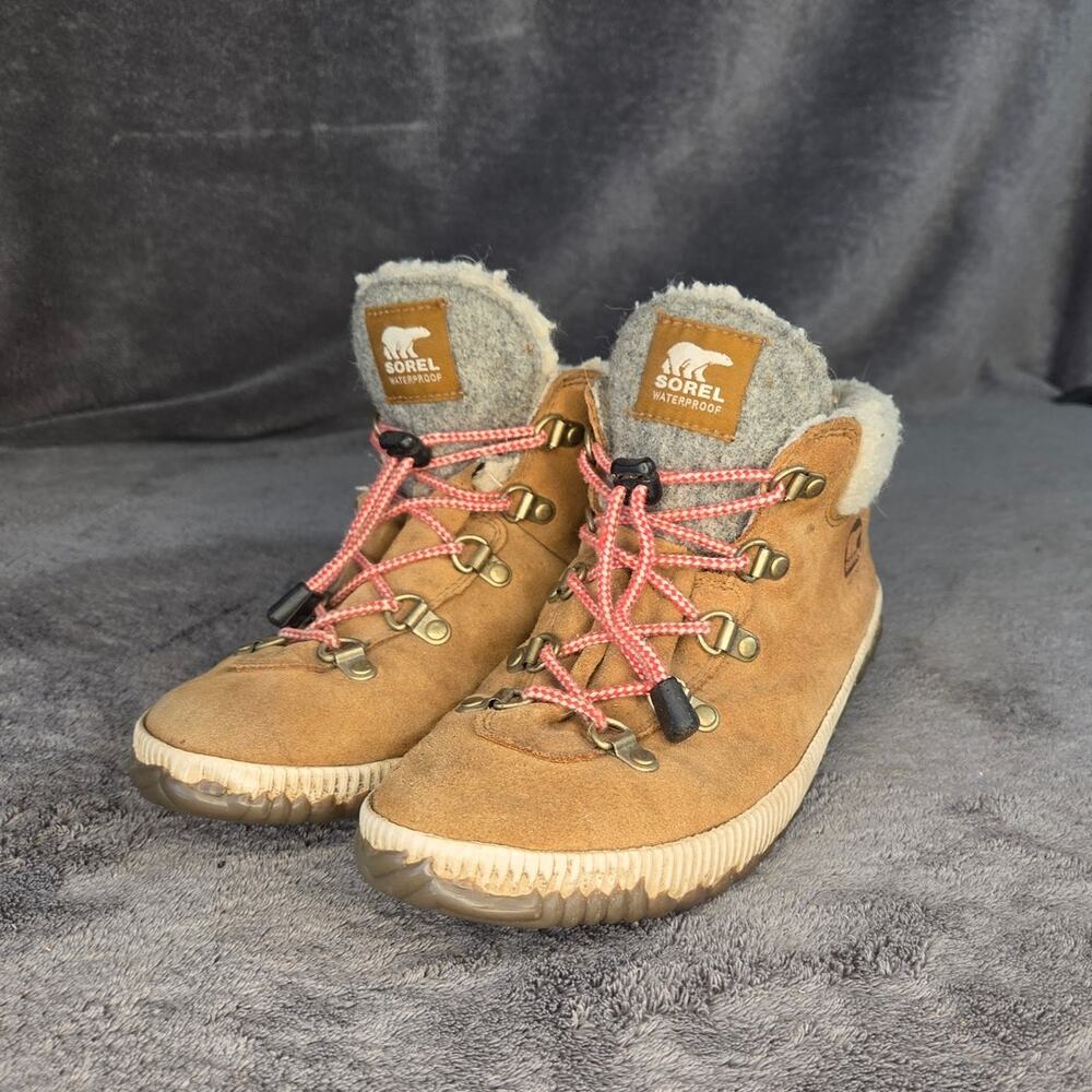 Sorel Women’s Out N About Plus Conquest Brown Leather Boots Size 6 Waterproof